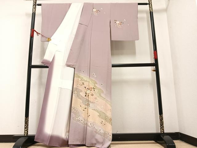 平和屋着物●訪問着　舞花文　暈し染め　金彩　正絹　逸品　AABA7815ph
