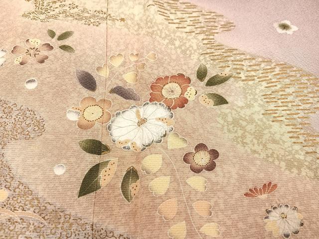 平和屋着物●訪問着　舞花文　暈し染め　金彩　正絹　逸品　AABA7815ph