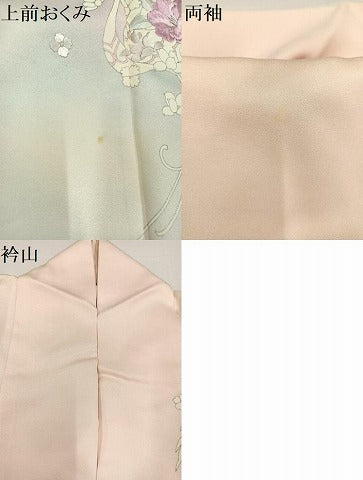 平和屋着物●訪問着 刺繍 飛鳥花文 暈し染め 正絹 逸品 AABA7823ph