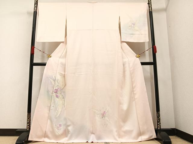 平和屋着物●訪問着 刺繍 飛鳥花文 暈し染め 正絹 逸品 AABA7823ph
