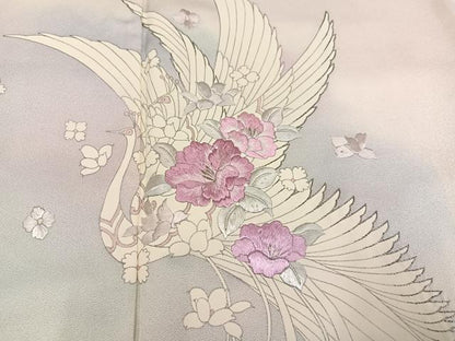 平和屋着物●訪問着 刺繍 飛鳥花文 暈し染め 正絹 逸品 AABA7823ph