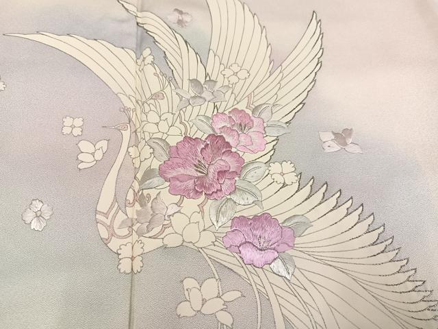 平和屋着物●訪問着 刺繍 飛鳥花文 暈し染め 正絹 逸品 AABA7823ph