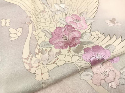 平和屋着物●訪問着 刺繍 飛鳥花文 暈し染め 正絹 逸品 AABA7823ph