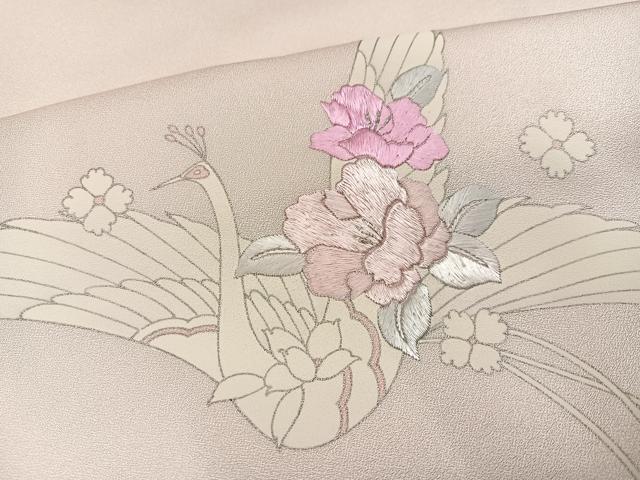 平和屋着物●訪問着 刺繍 飛鳥花文 暈し染め 正絹 逸品 AABA7823ph