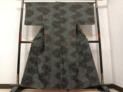 平和屋着物●本場大島紬 一元7マルキ 草花文 正絹 逸品 未使用 AABA7828ph