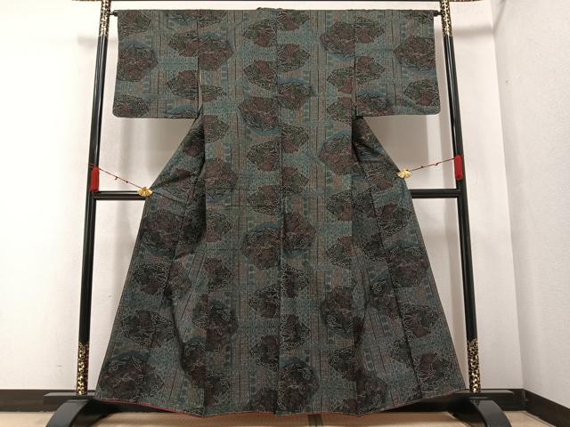 平和屋着物●本場大島紬 一元7マルキ 草花文 正絹 逸品 未使用 AABA7828ph