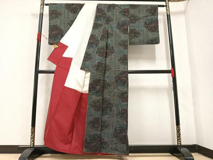 平和屋着物●本場大島紬 一元7マルキ 草花文 正絹 逸品 未使用 AABA7828ph