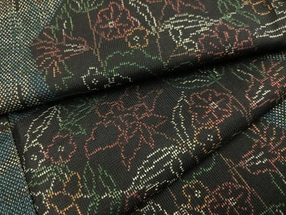 平和屋着物●本場大島紬 一元7マルキ 草花文 正絹 逸品 未使用 AABA7828ph