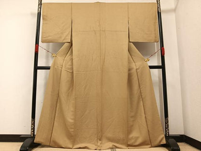 平和屋着物●上質な色無地　榛色　正絹　逸品　AABA7829ph