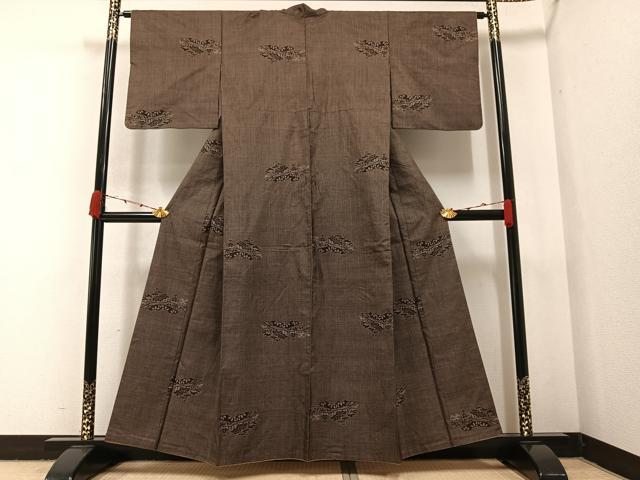 平和屋着物●本場大島紬　一元絣　風景文　正絹　逸品　AABA7839ph