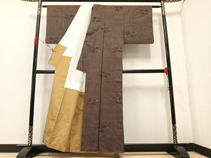 平和屋着物●本場大島紬　一元絣　風景文　正絹　逸品　AABA7839ph