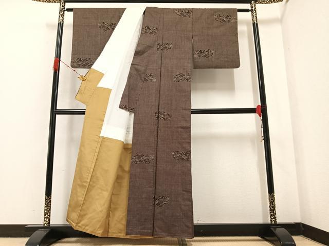 平和屋着物●本場大島紬　一元絣　風景文　正絹　逸品　AABA7839ph