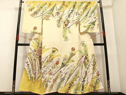 平和屋着物●訪問着 草花文 金彩 正絹 逸品 AABA7852ph