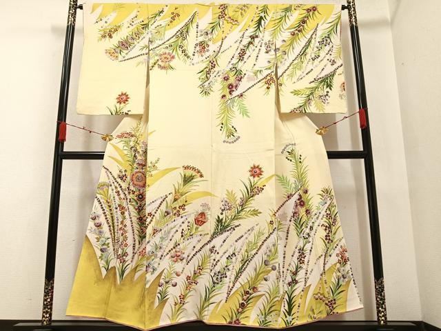 平和屋着物●訪問着 草花文 金彩 正絹 逸品 AABA7852ph