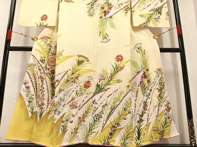 平和屋着物●訪問着 草花文 金彩 正絹 逸品 AABA7852ph