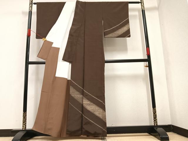 平和屋着物●訪問着　紬地　絞り　正絹　逸品　AABA7853ph