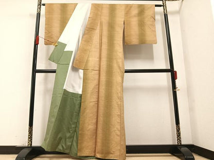 平和屋着物●上質な紬 間道 正絹 逸品 AABA7859ph