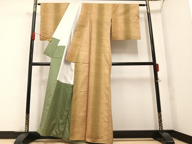 平和屋着物●上質な紬 間道 正絹 逸品 AABA7859ph