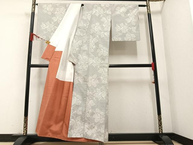 平和屋着物●上質な紬　草木文　正絹　逸品　AABA7860ph