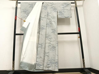 平和屋着物●本場大島紬　白大島　一元7マルキ　草木文　正絹　逸品　AABA7867ph