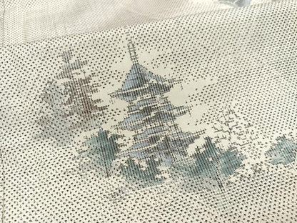 平和屋着物●本場大島紬 カタス7マルキ 総絣 風景文 正絹 逸品 AABA7872ph