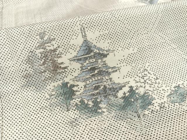 平和屋着物●本場大島紬 カタス7マルキ 総絣 風景文 正絹 逸品 AABA7872ph