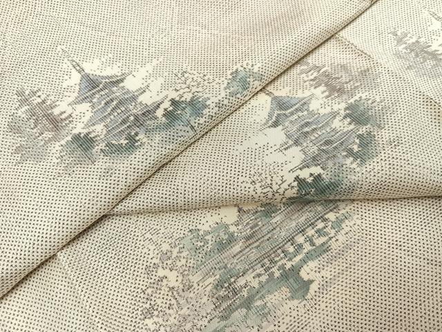 平和屋着物●本場大島紬 カタス7マルキ 総絣 風景文 正絹 逸品 AABA7872ph