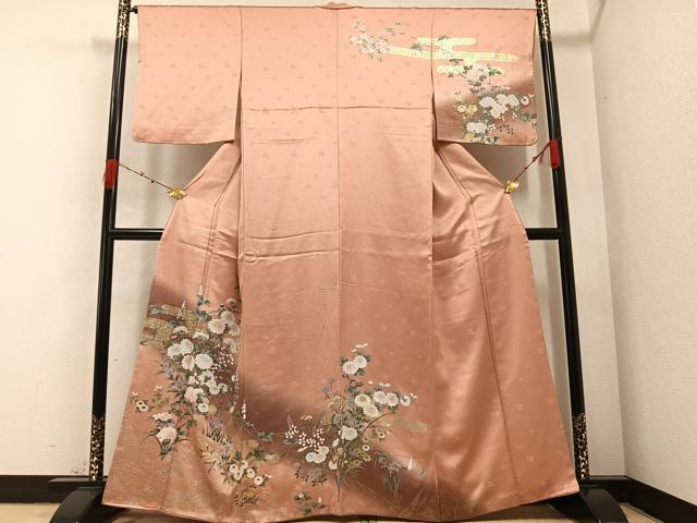 平和屋着物●訪問着 草花文 暈し染め 金彩 正絹 逸品 AABA7876ph