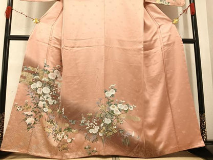 平和屋着物●訪問着 草花文 暈し染め 金彩 正絹 逸品 AABA7876ph