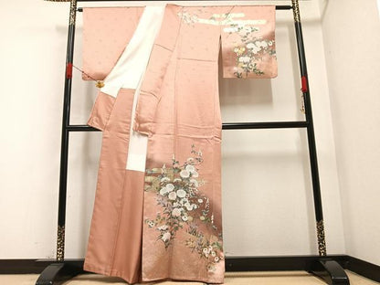 平和屋着物●訪問着 草花文 暈し染め 金彩 正絹 逸品 AABA7876ph