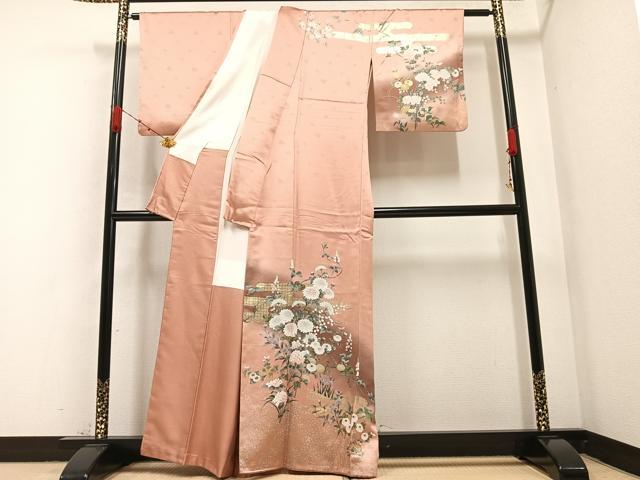 平和屋着物●訪問着 草花文 暈し染め 金彩 正絹 逸品 AABA7876ph