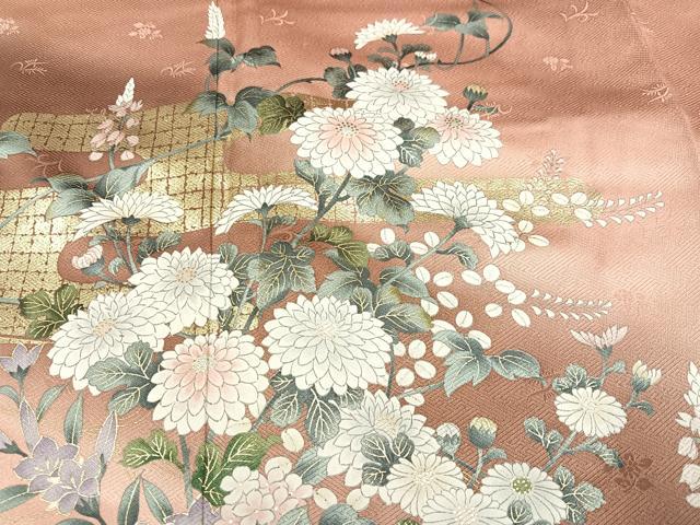 平和屋着物●訪問着 草花文 暈し染め 金彩 正絹 逸品 AABA7876ph