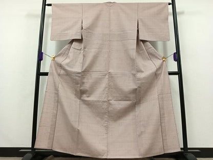 平和屋着物▽上質な紬 単衣 鴇鼠色 正絹 逸品 AABA7911jh