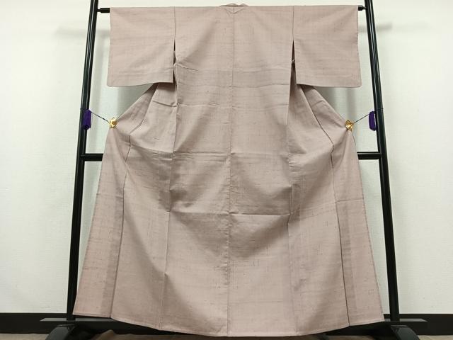 平和屋着物▽上質な紬 単衣 鴇鼠色 正絹 逸品 AABA7911jh