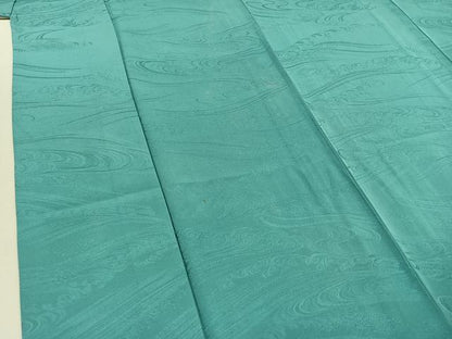 平和屋着物▽上質な色無地 単衣 立波地紋 新橋色 正絹 逸品 AABA7914jh