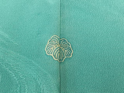 平和屋着物▽上質な色無地 単衣 立波地紋 新橋色 正絹 逸品 AABA7914jh