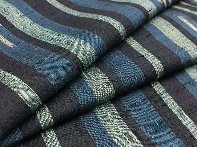 平和屋着物▽上質な紬 単衣 縞 鈴乃屋扱い 正絹 逸品 AABA7918jh