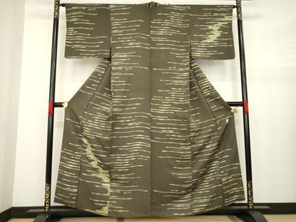 平和屋着物●上質な小紋　作家物　流水霞文　ろうけつ染め　やまと誂製　正絹　逸品　AABA7921ck