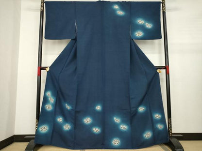 平和屋着物●訪問着 藍 舞花文 暈し染め AABA7923ck