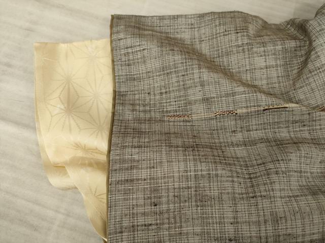 平和屋着物●上質な紬　段違い文　めがね織　正絹　逸品　AABA7924ck