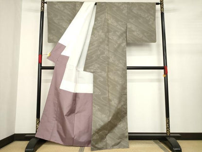 平和屋着物●本場大島紬　流水花文　正絹　逸品　AABA7931ck