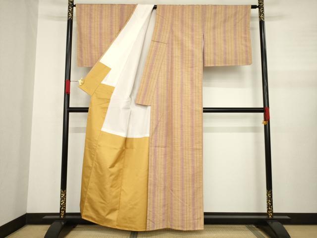 平和屋着物●上質な紬 縞 正絹 逸品 AABA7933ck