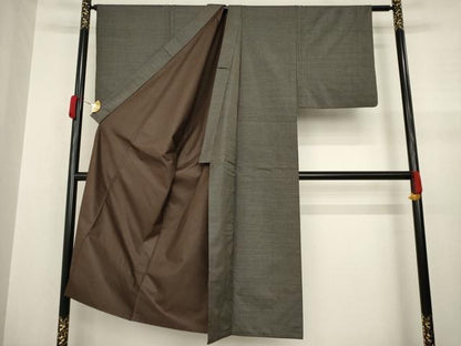 平和屋着物●男性 本場大島紬 アンサンブル 格子 正絹 逸品 AABA7940ck