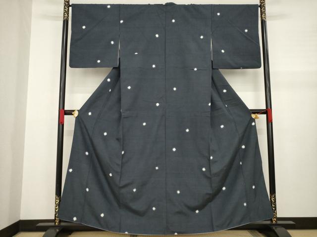 平和屋着物●上質な紬　丸文　ほたる暈し　正絹　逸品　AABG8478ck