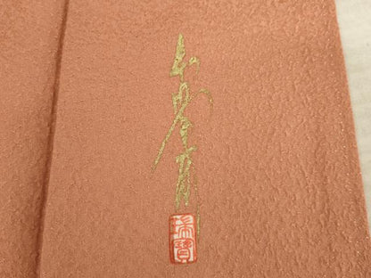 平和屋着物●本草木染作家 瑞鳳 色無地 洗朱色 正絹 逸品 AABA7947ck