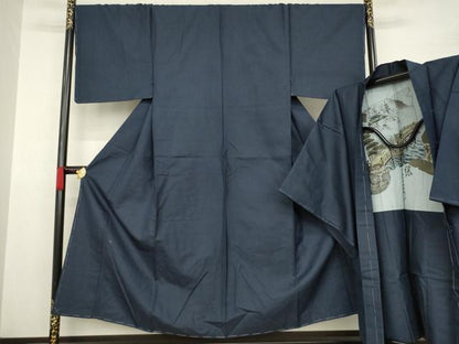 平和屋着物●男性 紬 アンサンブル 亀甲文様 正絹 逸品 AABA7951ck