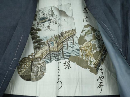 平和屋着物●男性 紬 アンサンブル 亀甲文様 正絹 逸品 AABA7951ck
