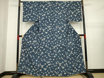 平和屋着物●上質な小紋　型染め　舞花文　正絹　逸品　AABA7953ck