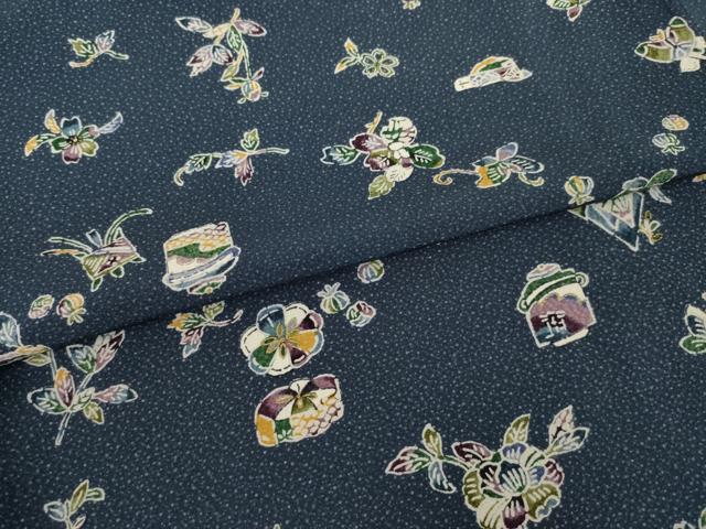 平和屋着物●上質な小紋　型染め　舞花文　正絹　逸品　AABA7953ck