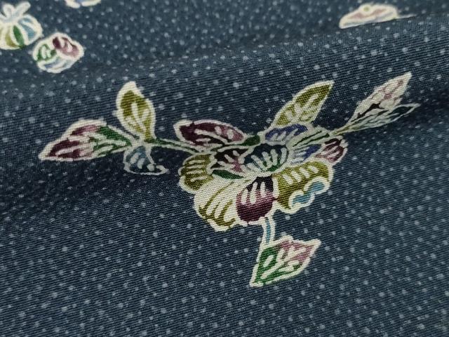 平和屋着物●上質な小紋　型染め　舞花文　正絹　逸品　AABA7953ck